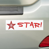 Rood Star 'STAR!' bumpersticker wit (Op auto)