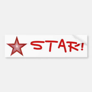 Rood Star 'STAR!' bumpersticker wit