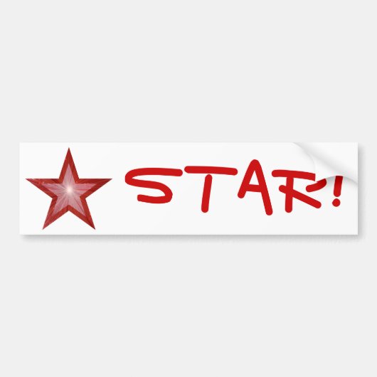 Rood Star 'STAR!' bumpersticker wit (Voorkant)
