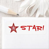 Rood Star "STAR"-label klein wit Etiket (Insitu)