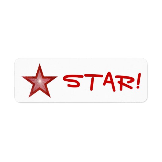 Rood Star "STAR"-label klein wit Etiket (Voorkant)