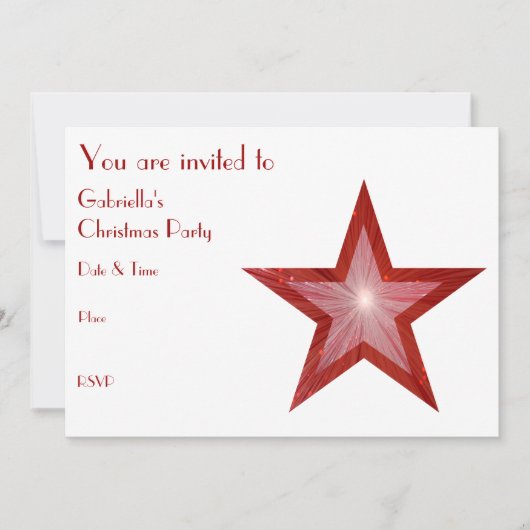 Rood Star-uitnodiging voortekst wit Kaart (Voorkant)