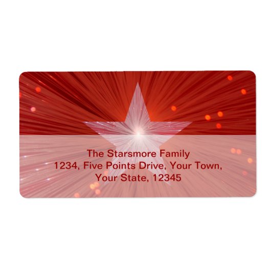 Rood Star-verzendlabel groot Etiket (Voorkant)