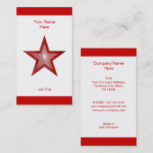 Rood Star visitekaartje witte streep verticaal (Voorkant / Achterkant)