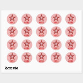 Rood Star 'WINNER' rond sticker bleek roze (Vel)