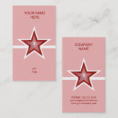 Rood Star wit visitekaartje roze verticaal (Voorkant / Achterkant)