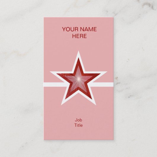 Rood Star wit visitekaartje roze verticaal (Voorkant)