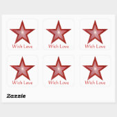 Rood Star 'With Love'-vierkante sticker wit (Vel)