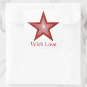 Rood Star 'With Love'-vierkante sticker wit (Tas)