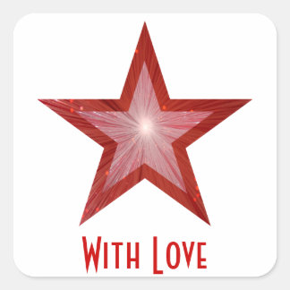 Rood Star 'With Love'-vierkante sticker wit