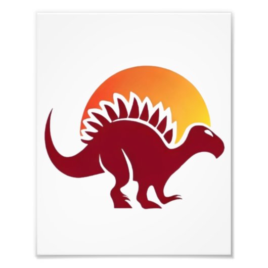 Rood Stegosaurus Sunset Silhouet Foto Afdruk (Voorkant)