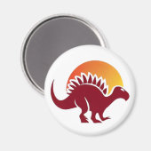 Rood Stegosaurus Sunset Silhouet Magneet (Voorkant / Achterkant)