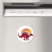 Rood Stegosaurus Sunset Silhouet Magneet (Insitu (Vaatwasser))