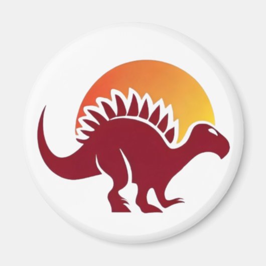 Rood Stegosaurus Sunset Silhouet Magneet (Voorkant)