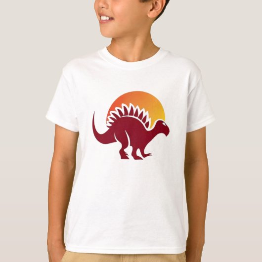 Rood Stegosaurus Sunset Silhouet T-shirt (Voorkant)