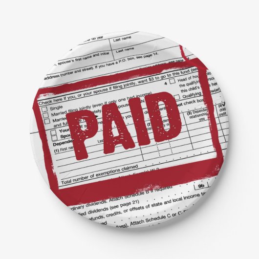 rood stempel op het belastingformulier papieren bordje (Voorkant)