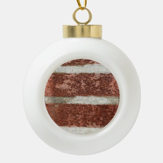 Rood stenen muur Concrete cementtextuur Keramische Bal Ornament (Voorkant)