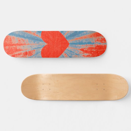Rood sterburst valentijn hart persoonlijk skateboard (Horizontaal)