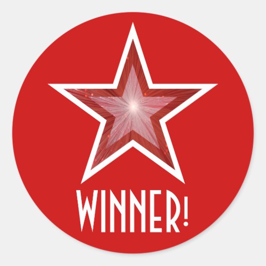 Rood sterren 'WINNER' Ronde Sticker (Voorkant)