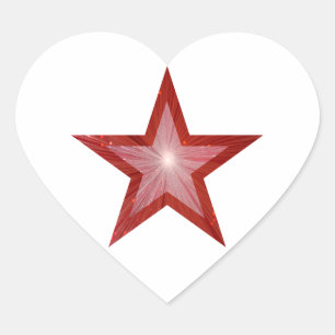 Rood sterren, wit hart sticker