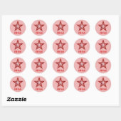 Rood sterretje bleek roze ronde sticker (Vel)