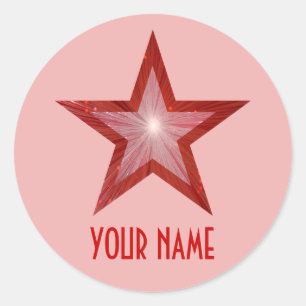 Rood sterretje bleek roze ronde sticker