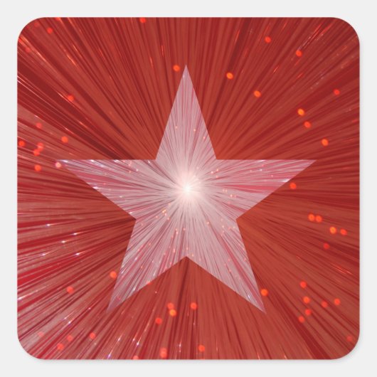 Rood sterretje vierkante sticker (Voorkant)