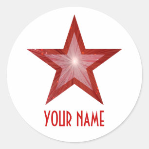 Rood sterretje witte stift ronde sticker