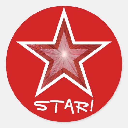 Rood sticker rood Star 'STAR' (Voorkant)