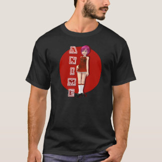 Rood-Stijl roze-geharreld Anime Shirt