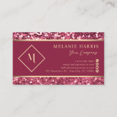 Rood Stijlvol Geometrisch Goud Lijst Modern Visitekaartje (Achterkant)