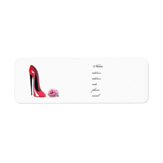 Rood Stiletto Schop en Roos Etiket (Voorkant)