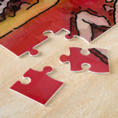 Rood stilleven met bloemen legpuzzel (Zijkant)