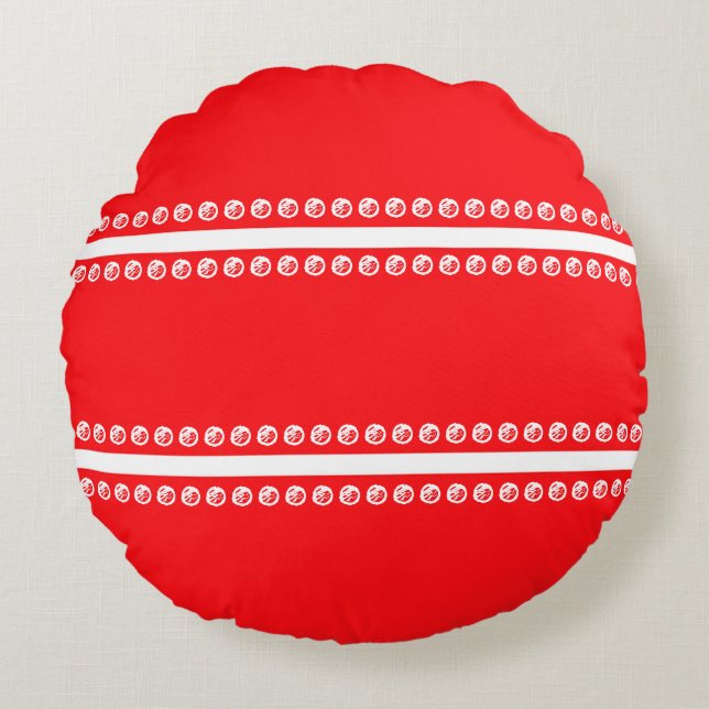 Rood stip van witte lijnen rond kussen (Voorkant)