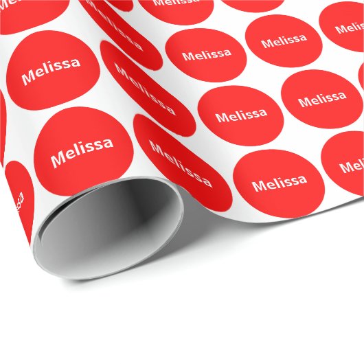 Rood Stippen patroon op wit met naam ompakken papi Cadeaupapier (Rol Hoek)