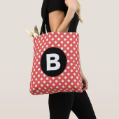 Rood Stippenpatroon Zwart Monogram Tote Bag (Dichtbij)