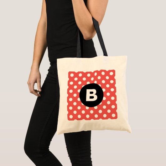 Rood Stippenpatroon Zwart Monogram Tote Bag (Voorkant (product))