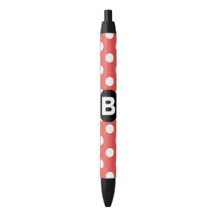 Rood Stippenpatroon Zwart Monogram Zwarte Inkt Pen