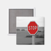 Rood stopverkeersbord Minimalistische fotografie Magneet (Voorkant / Achterkant)