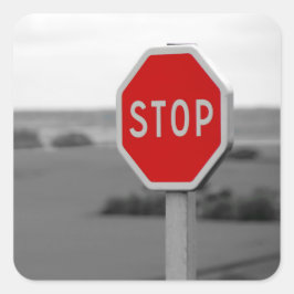 Rood stopverkeersbord Minimalistische fotografie Vierkante Sticker