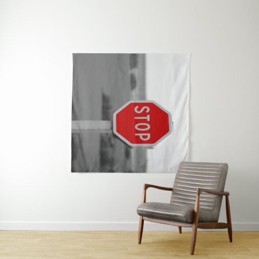 Rood stopverkeersbord Minimalistische fotografie Wandkleed (In Situ (horizontaal))