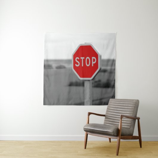 Rood stopverkeersbord Minimalistische fotografie Wandkleed (In situ)