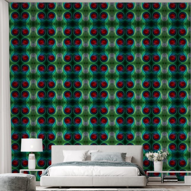 Rood Storm Bloemen Moderne Abstracte Kunst Kleuren Behang (Slaapkamer)