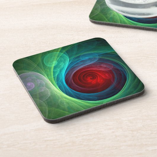 Rood Storm Bloemen Moderne Abstracte Kunst Kleuren Bier Onderzetter (Linkerzijde)