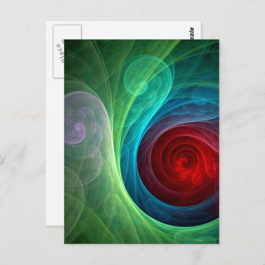 Rood Storm Bloemen Moderne Abstracte Kunst Kleuren Briefkaart (Voorkant / Achterkant)