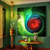 Rood Storm Bloemen Moderne Abstracte Kunst Kleuren Canvas Afdruk