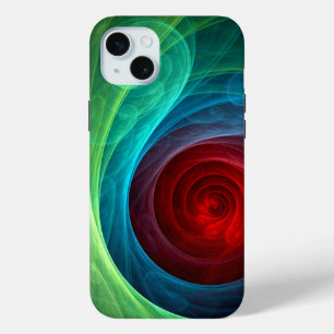 Rood Storm Bloemen Moderne Abstracte Kunst Kleuren iPhone 15 Mini Hoesje