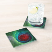 Rood Storm Bloemen Moderne Abstracte Kunst Kleuren Glazen Onderzetter (Schuin)