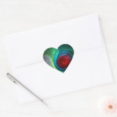 Rood Storm Bloemen Moderne Abstracte Kunst Kleuren Hart Sticker (Envelop)
