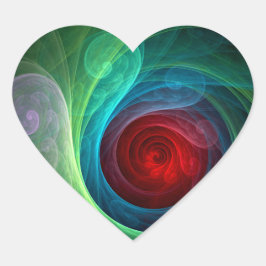 Rood Storm Bloemen Moderne Abstracte Kunst Kleuren Hart Sticker